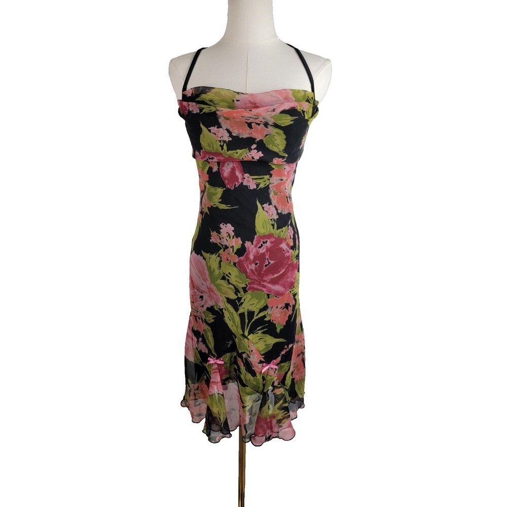 Vintage XOXO Sultry Fairy Whimsy Floral Chiffon Dress Size 5/S
